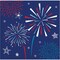 Party Central Patriotic Fireworks 2 Ply Beverage Napkins - 5" - Blue and Red - Club Pack of 192